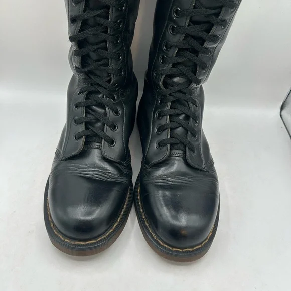 Vintage Dr Martens 1420 20 hole black knee high leather boots England m 8 W 9 - Picture 10 of 13